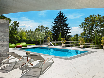 Minimalistic swimming pool deck design
