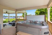 view of a portable hot tub on an outdoor deck