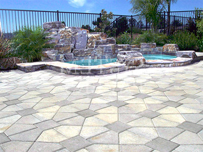 Stone paver pool decking option