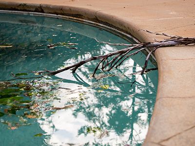 Swimming pool after a storm